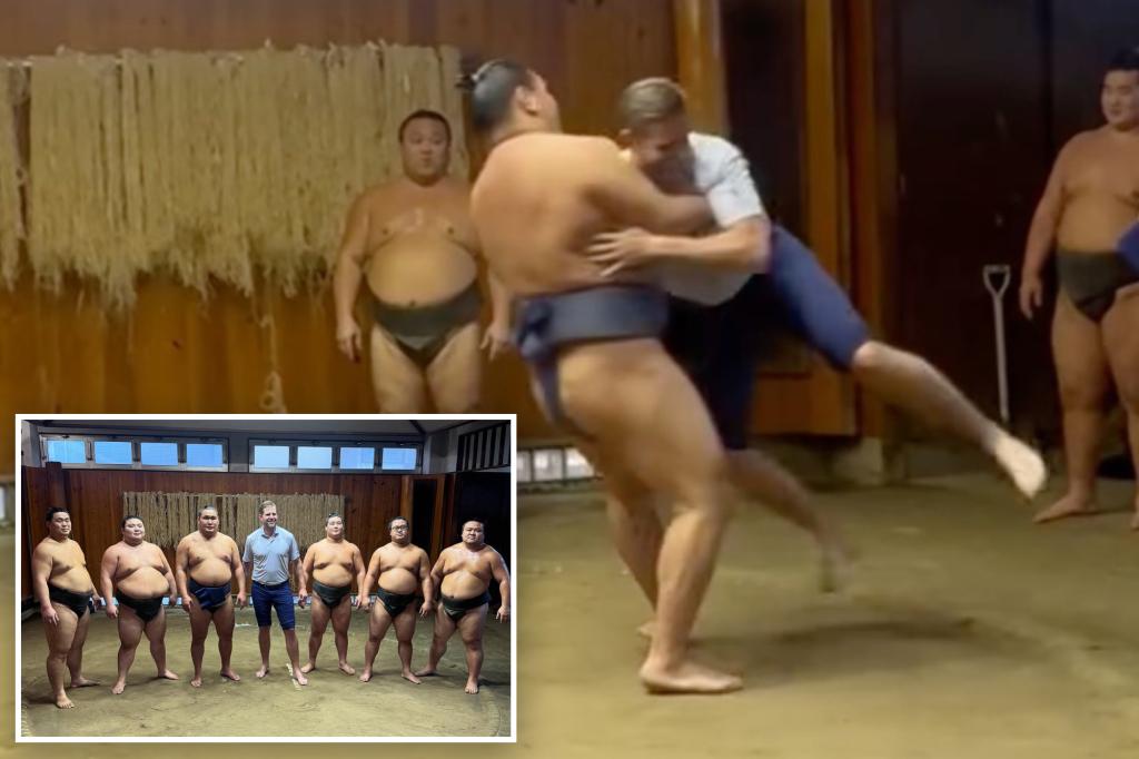 Eric Trump is confronted by a top sumo wrestler in Japan