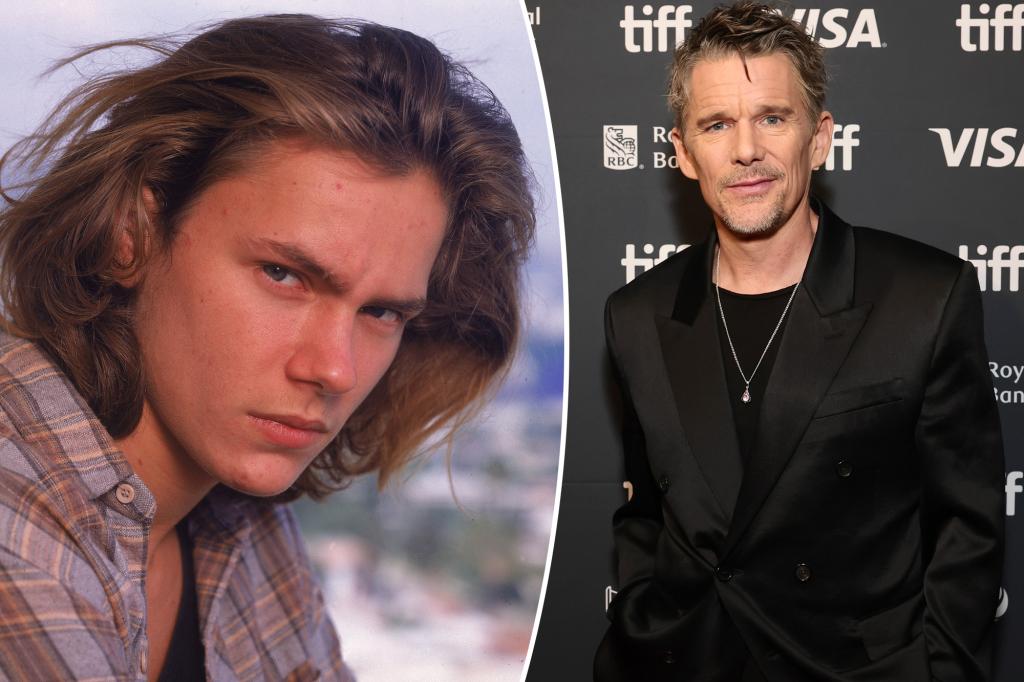 Ethan Hawke recalls that his childhood co-star River Phoenix was having a hard time with the insincerity of Hollywood.