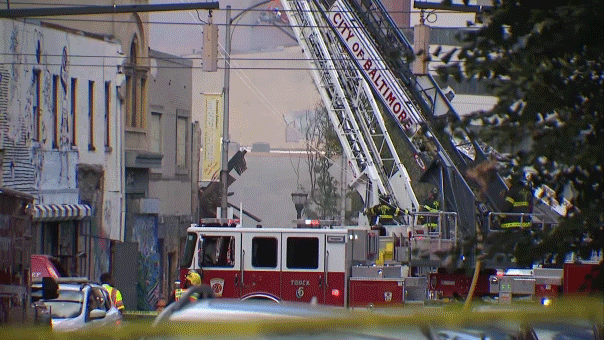 Fire in Baltimore leads to building collapse in downtown area on Tuesday morning