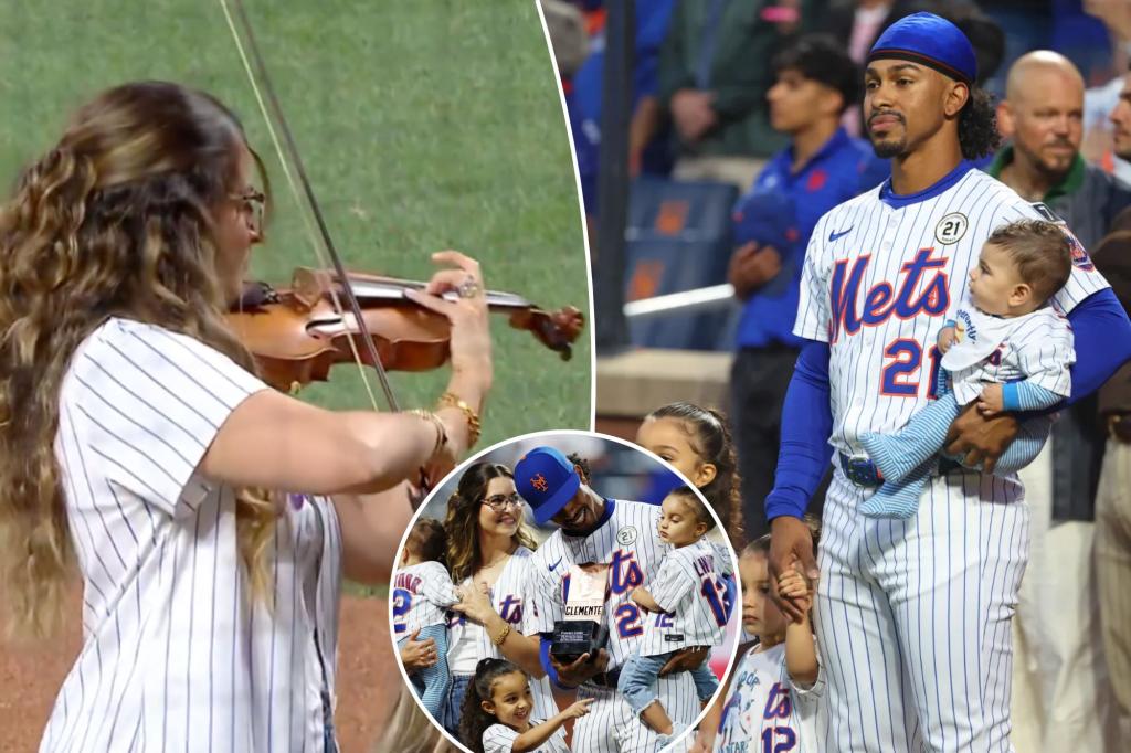 Francisco Lindor's wife plays the national anthem on violin