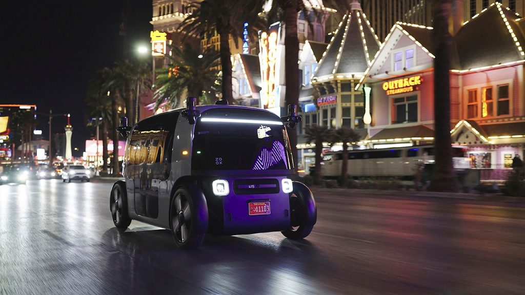 Free driverless taxi service launched on the Las Vegas Strip by Amazon's Zoox