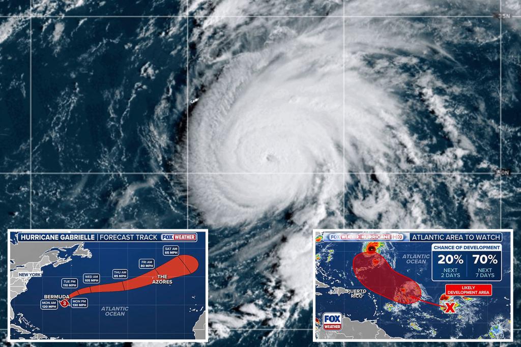 Gabrielle quickly strengthens into a Category 3 hurricane in the Atlantic