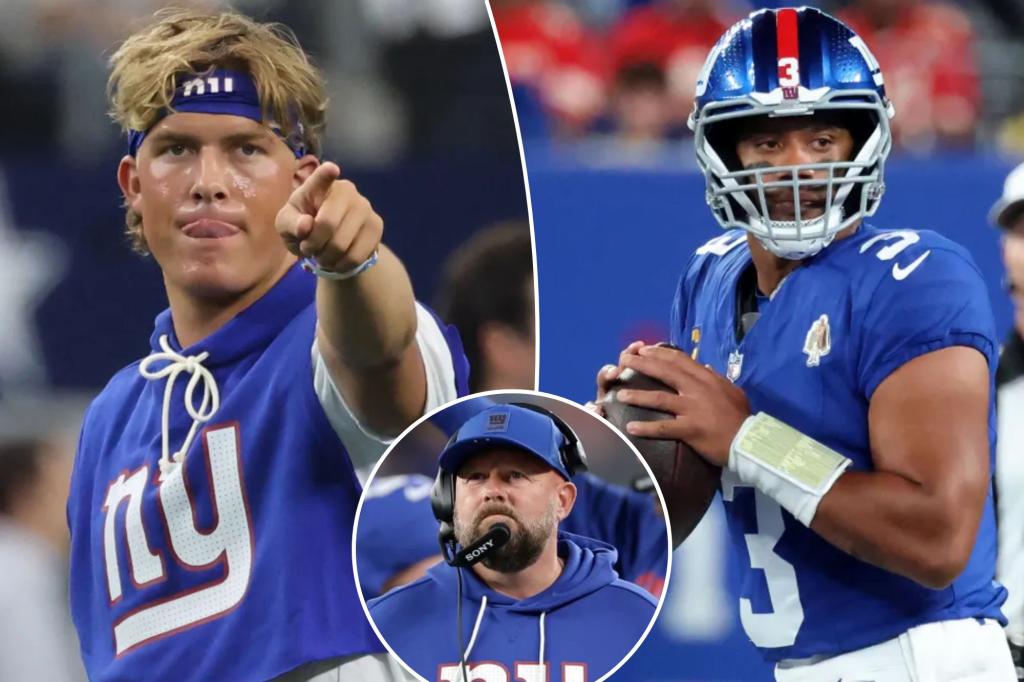 Giants choose Jaxson Dart as starting quarterback, sidelining Russell Wilson