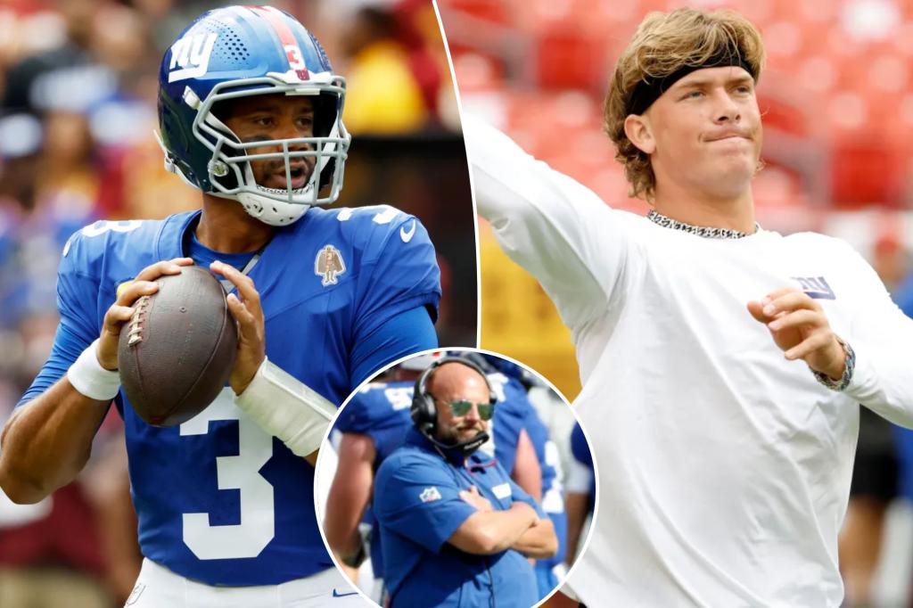 Giants choose between Russell Wilson and Jaxson Dart for Week 2