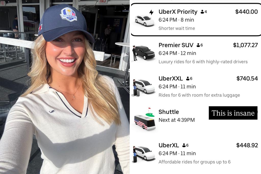 Golf influencer surprised by Uber prices at Ryder Cup