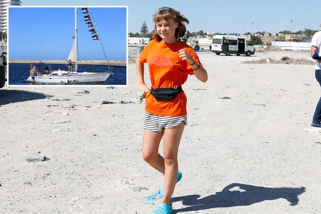 Greta Thunberg returns to the newest flotilla heading to Gaza, sporting Crocs and a fanny pack.