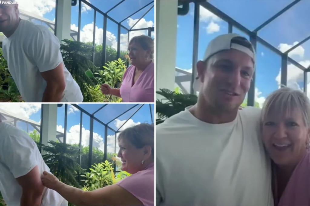 Gronkowski's mother playfully spanks him during a surprising moment on 'Up & Adams'