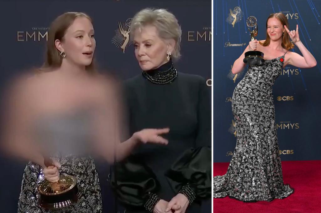 Hamas spokesperson edits Hannah Einbinder's bare shoulders in a promotional video celebrating her 'free Palestine' speech at the Emmys.