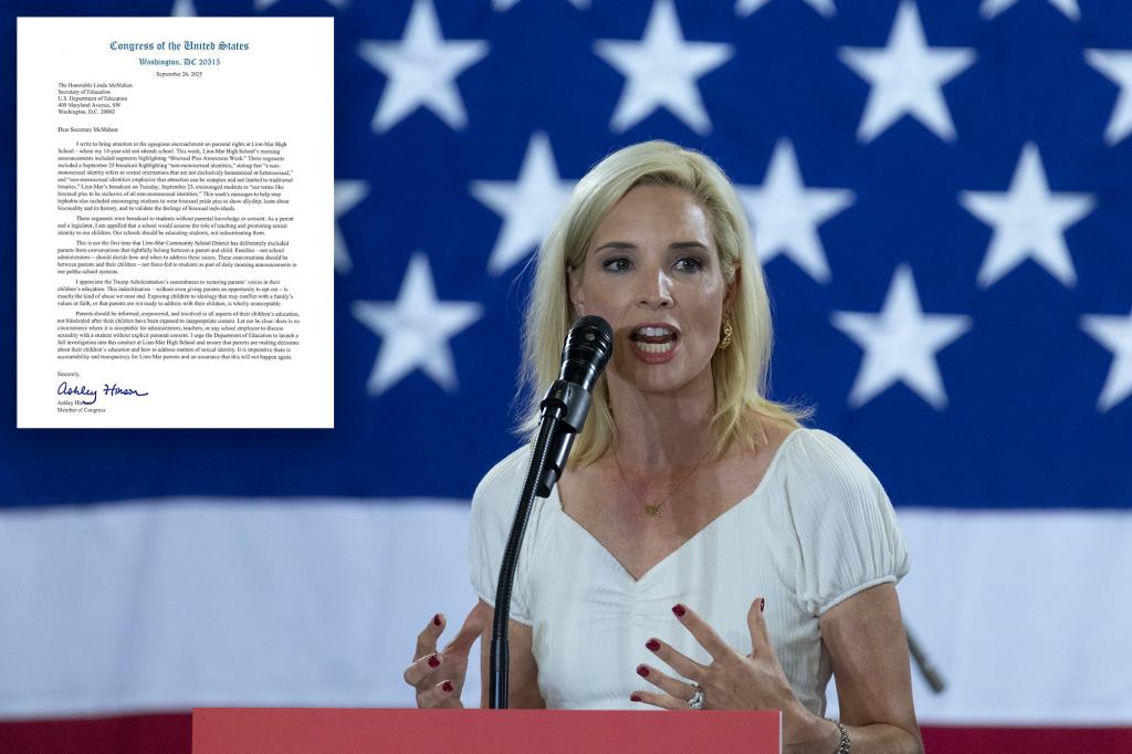 Iowa Representative Ashley Hinson urges the Education Department to look into an Iowa high school after it observes 'Bisexual Plus Awareness Week'