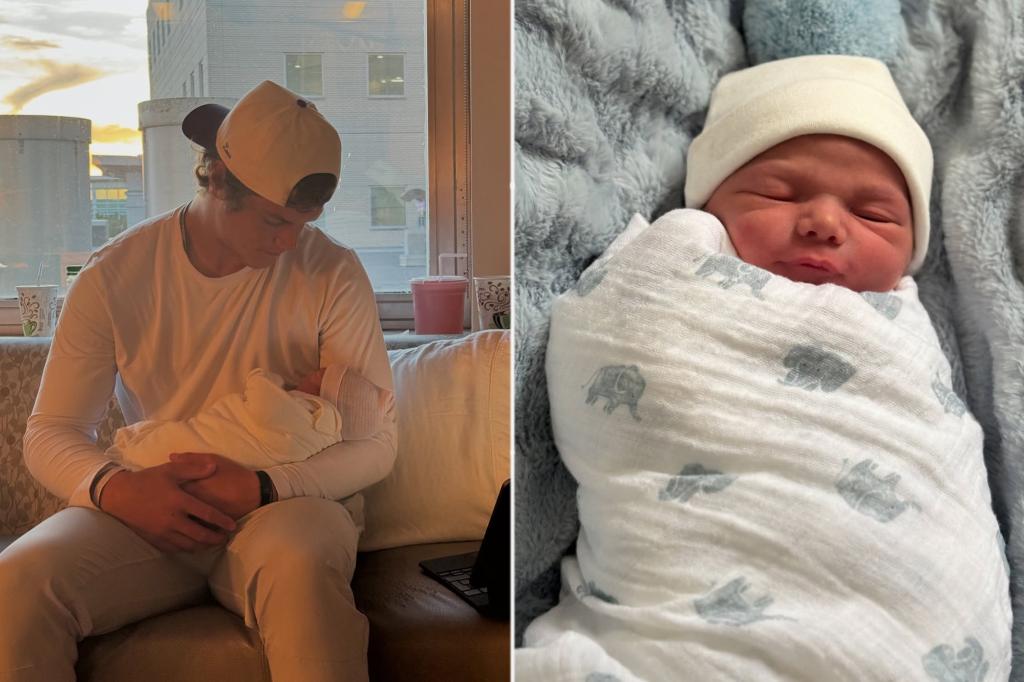 J.J. McCarthy and his fiancée Katya Kuropas welcome a baby boy