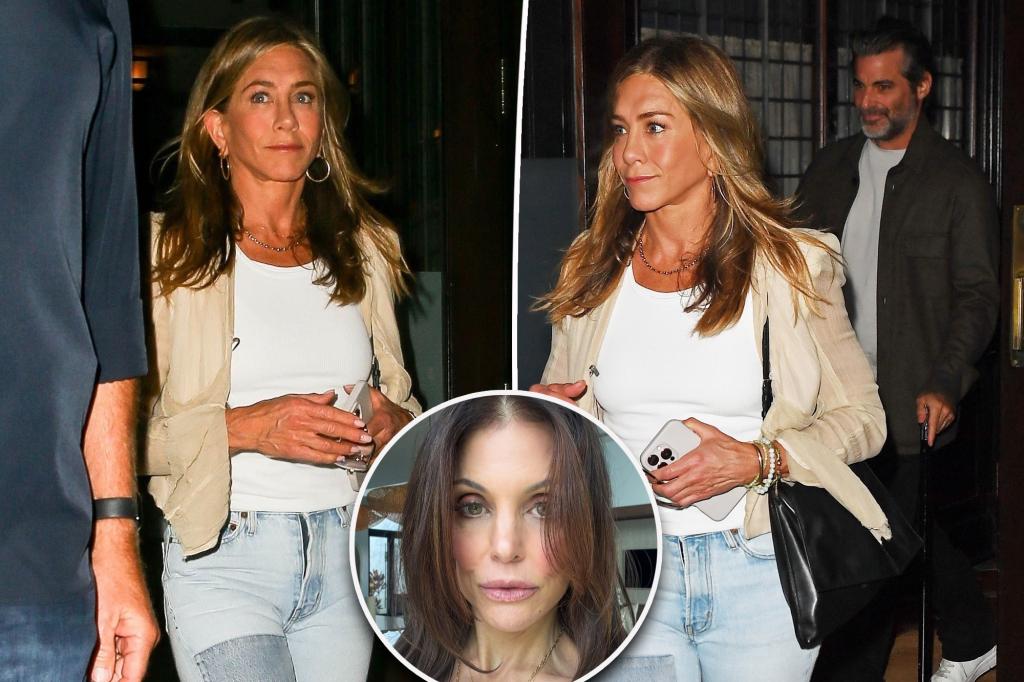 Jennifer Aniston and boyfriend Jim Curtis enjoy a night out in NYC after Bethenny Frankel discloses she dated him earlier.