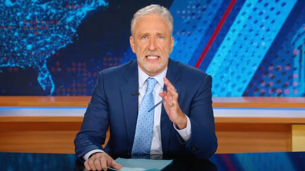 Jon Stewart criticizes Kamala Harris for her reasoning behind Pete Buttigieg's VP snub.