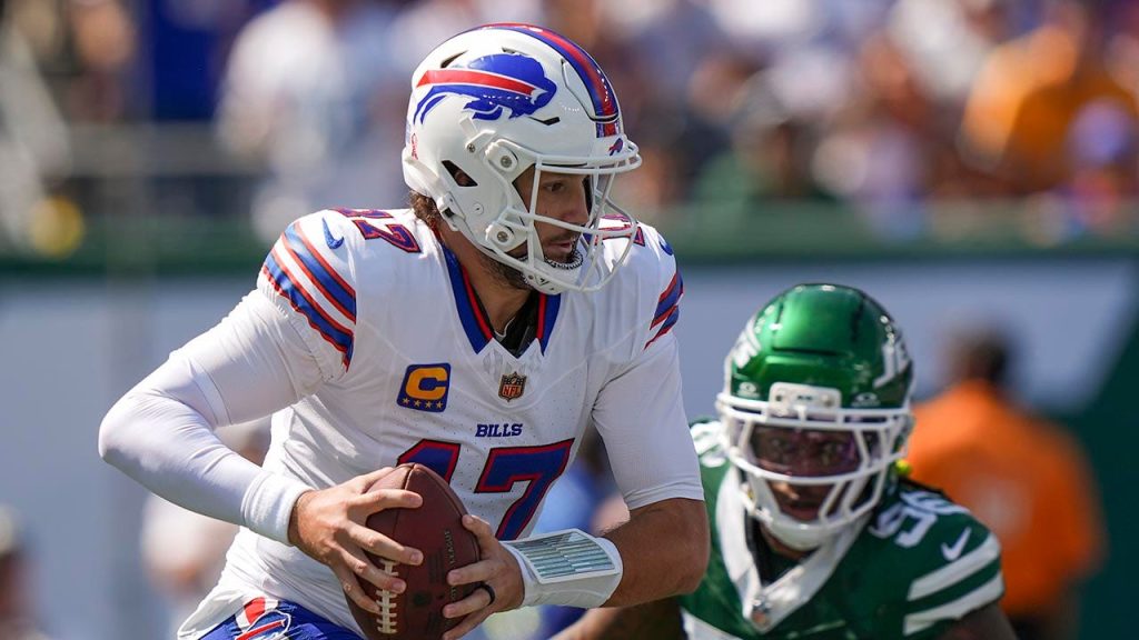 Josh Allen from the Bills was heavily bleeding from his nose during the game against the Jets.