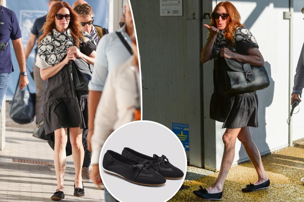 Julia Roberts wears Vivaia's popular ballet sneakers.