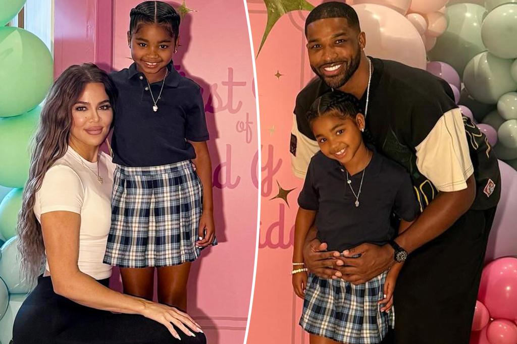 Khloe Kardashian and Tristan Thompson come together for their daughter True's first day of school.