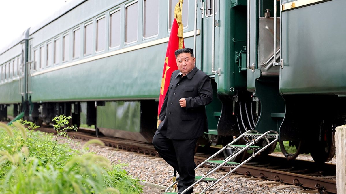 Kim Jong Un travels by armored train to Beijing for talks with Xi Jinping and Putin.
