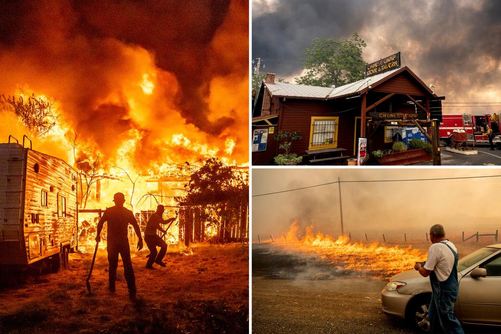 Large wildfire in California Gold Rush area destroys land