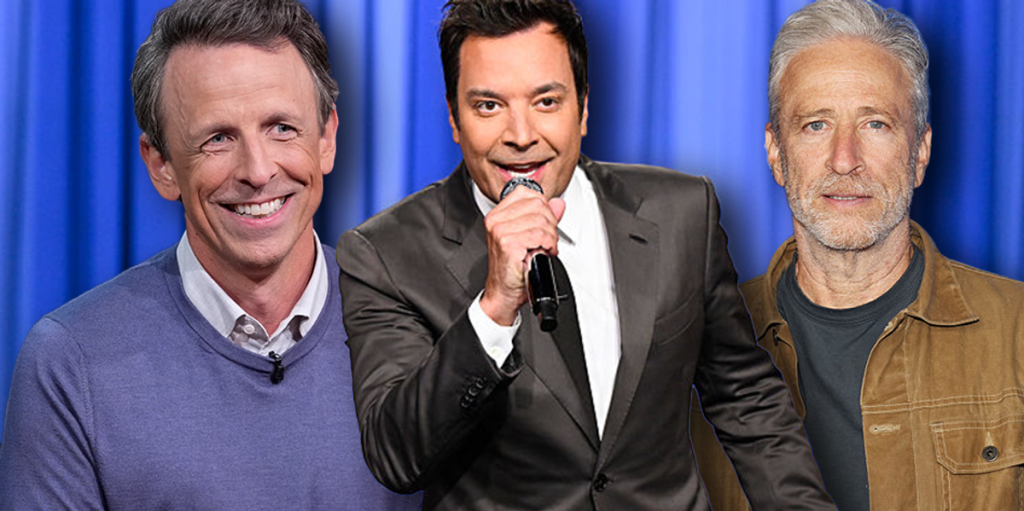 Late-night hosts respond together to Jimmy Kimmel's suspension with the same terrible joke.