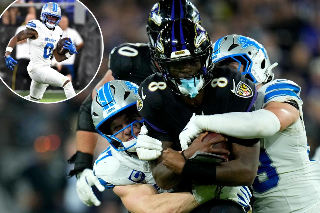 Lions halt Lamar Jackson's strong performance in significant Monday night victory against Ravens