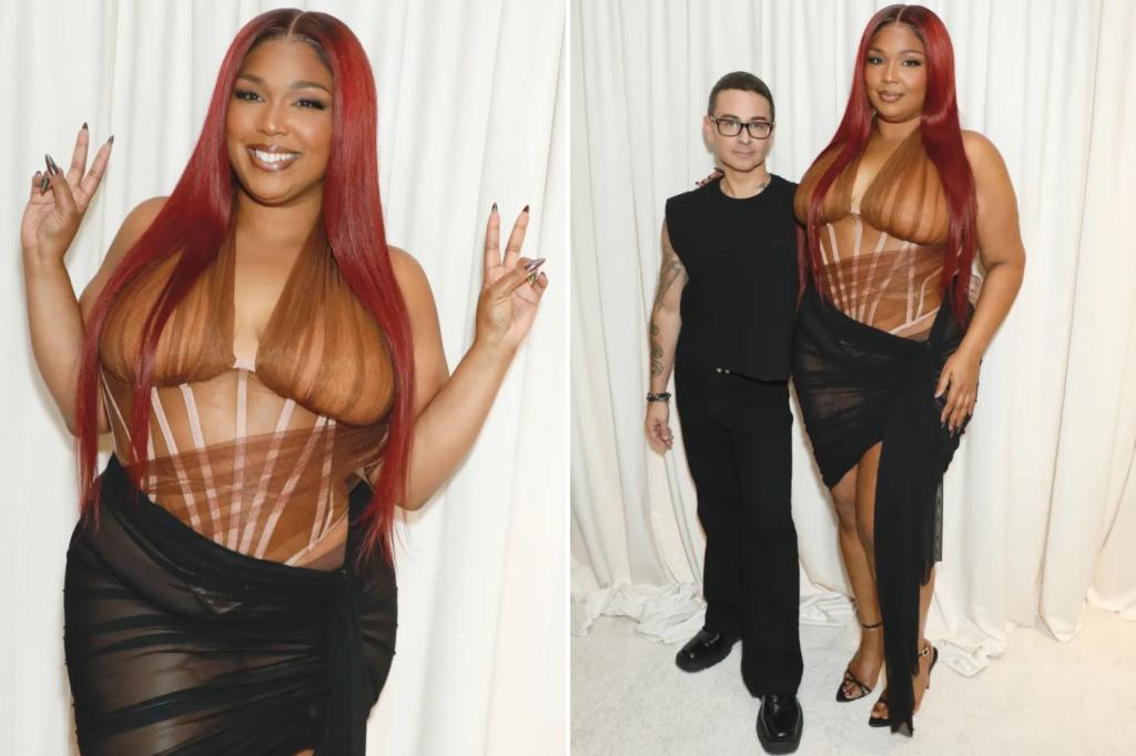 Lizzo stunning at Christian Siriano's NYFW show