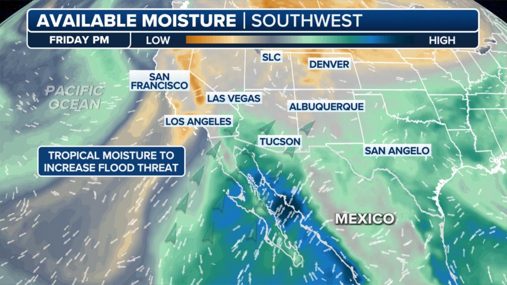 Lorena’s moisture surge reaches the Desert Southwest and Texas