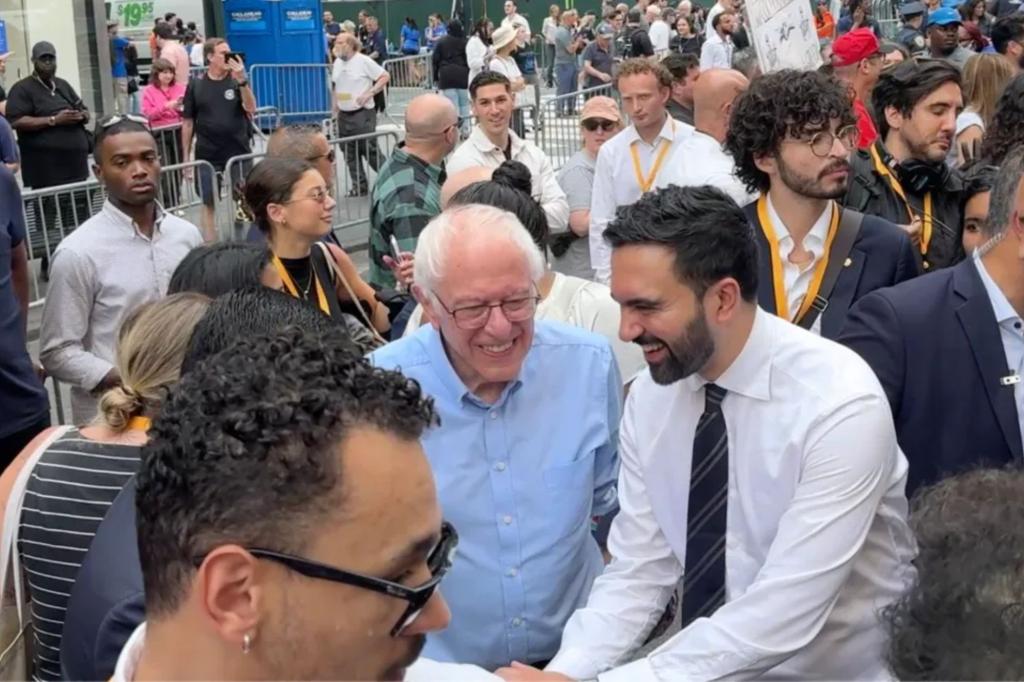 Mamdani stands by strict anti-Zionist DSA rules and criticizes Trump at Bernie Sanders event.