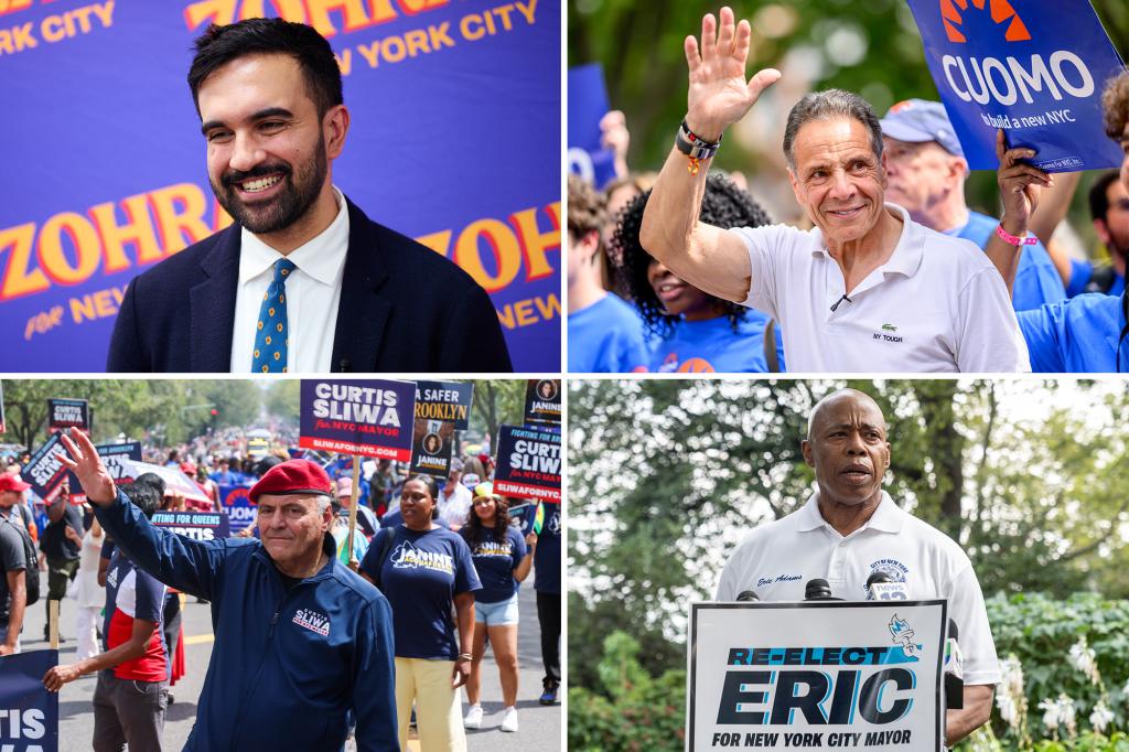 Mayor Eric Adams, Andrew Cuomo overshadowed by Zohran Mamdani, Curtis Sliwa on messy NYC mayoral election ballot