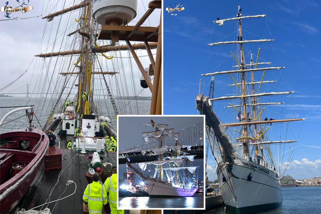 Mexican naval vessel that collided with the Brooklyn Bridge is undergoing testing at sea.