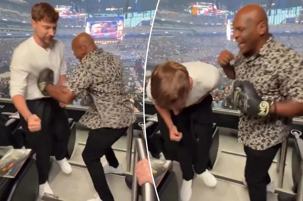 MrBeast endures a punch to the stomach from Mike Tyson ahead of Canelo-Crawford