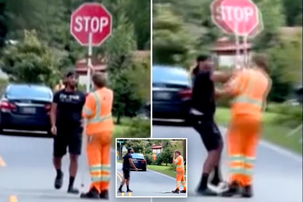 North Carolina driver hits construction traffic flagger Caleb Johnson during a road rage incident