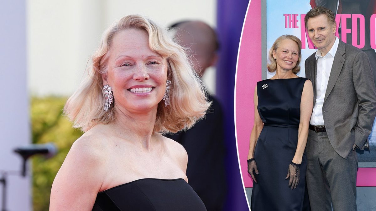 Pamela Anderson rejects rumors of a publicity stunt regarding her romance with Liam Neeson.