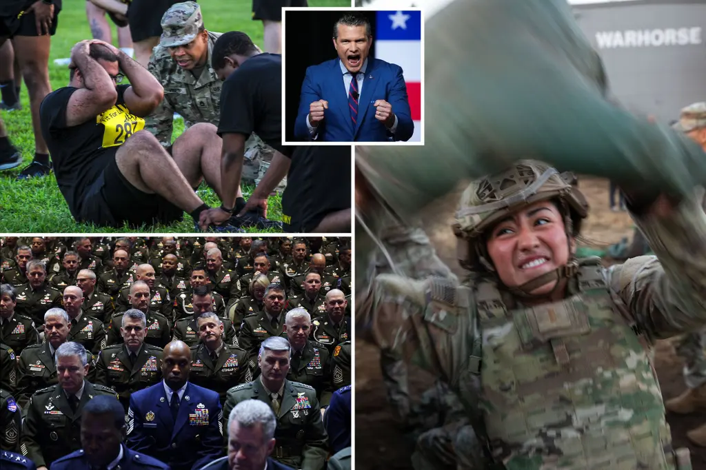 Pete Hegseth calls for soldiers to meet 'male-level' fitness standards, criticizes 'woke nonsense' and 'overweight soldiers' in the armed forces.