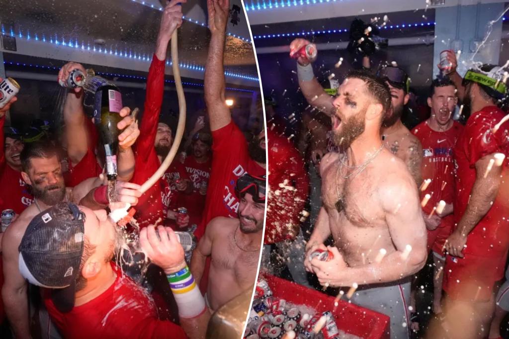 Phillies joyfully celebrate securing the NL East following a thrilling victory