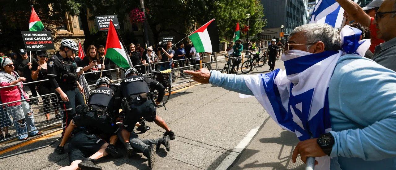 Police Confront Man During Disorderly Anti-Israel Demonstration at Toronto Film Festival