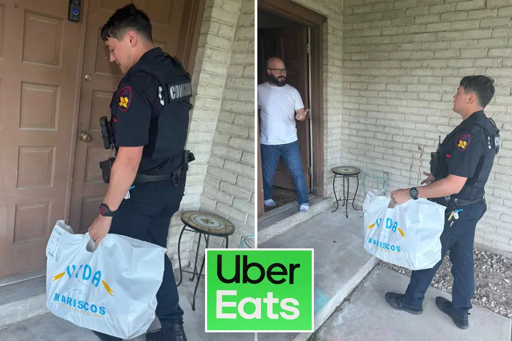 Police officer brings Uber Eats order after taking delivery driver into custody
