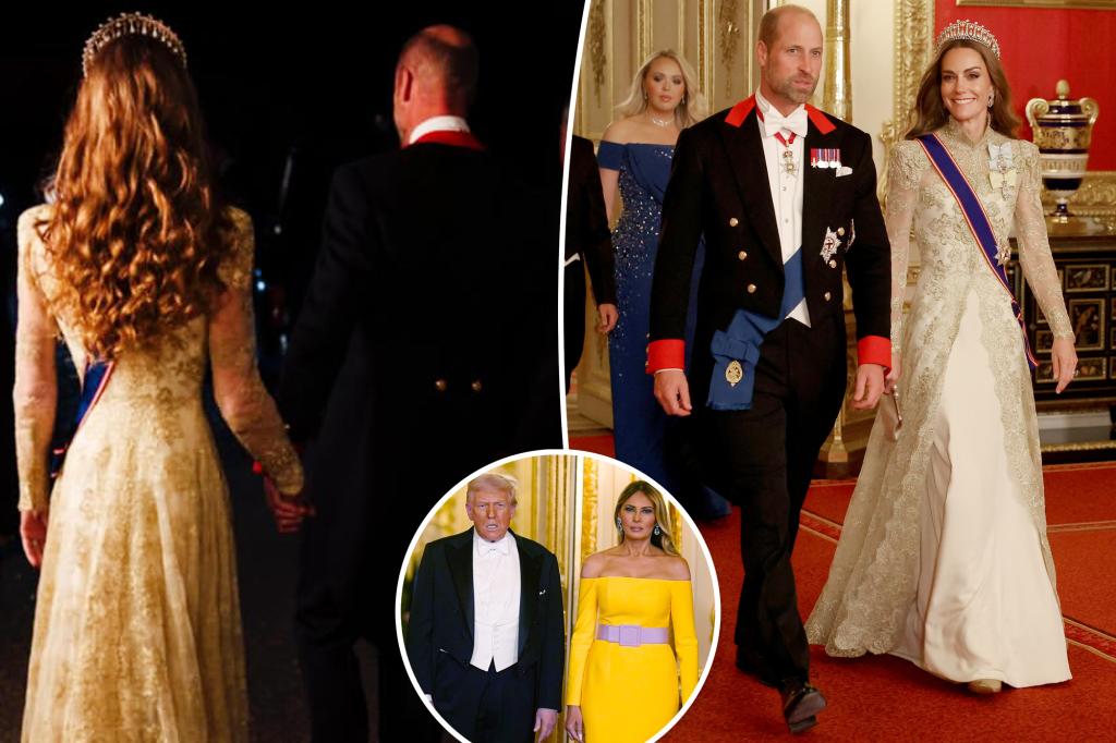 Prince William and Kate Middleton enjoy a rare display of affection after the state dinner