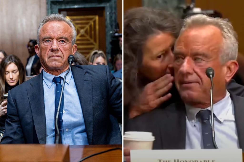 RFK Jr. quickly turns off his microphone after an aide seems to notice his heavy breathing.