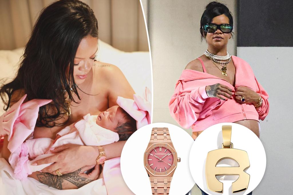 Rihanna welcomes a baby girl adorned with $150,000 worth of jewelry.
