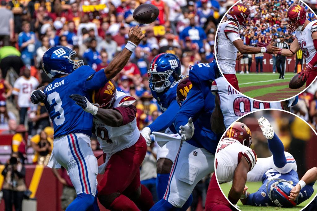 Russell Wilson struggles in disappointing Giants debut during season-opening defeat to the Commanders