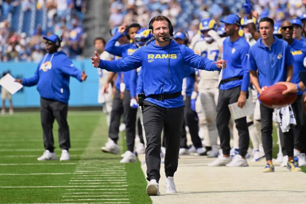 Sean McVay injured his plantar fascia during the Rams' Week 2 victory