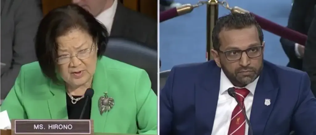 See Mazie Hirono Lose Her Composure When Kash Patel Suggests Female FBI Candidates Should Complete a Pull-Up