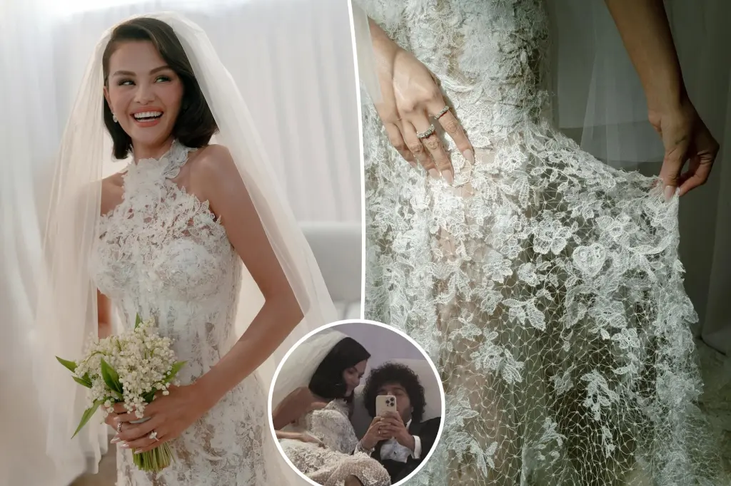 Selena Gomez's lace wedding dress featured a secret nod to Benny Blanco.