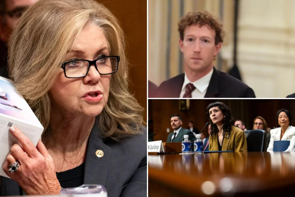 Senator Marsha Blackburn challenges Mark Zuckerberg to respond to allegations that Meta intentionally promoted a VR product harmful to children
