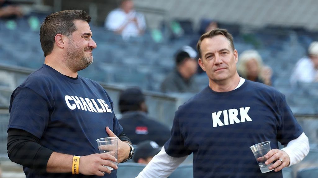 Supporters of Charlie Kirk celebrate the influencer at a Yankees game