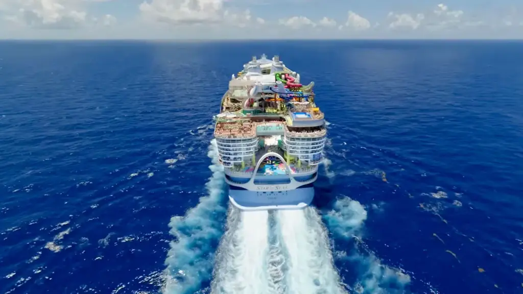 The biggest ship in the world, Star of the Seas, makes its inaugural journey from Port Canaveral in Florida.