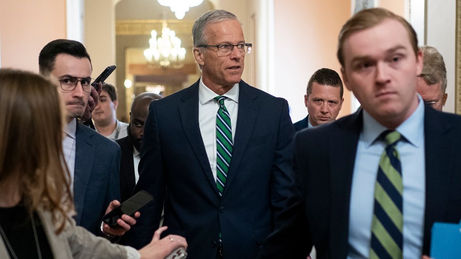 Thune indicates that Russia sanctions probably won't be included in temporary government funding.