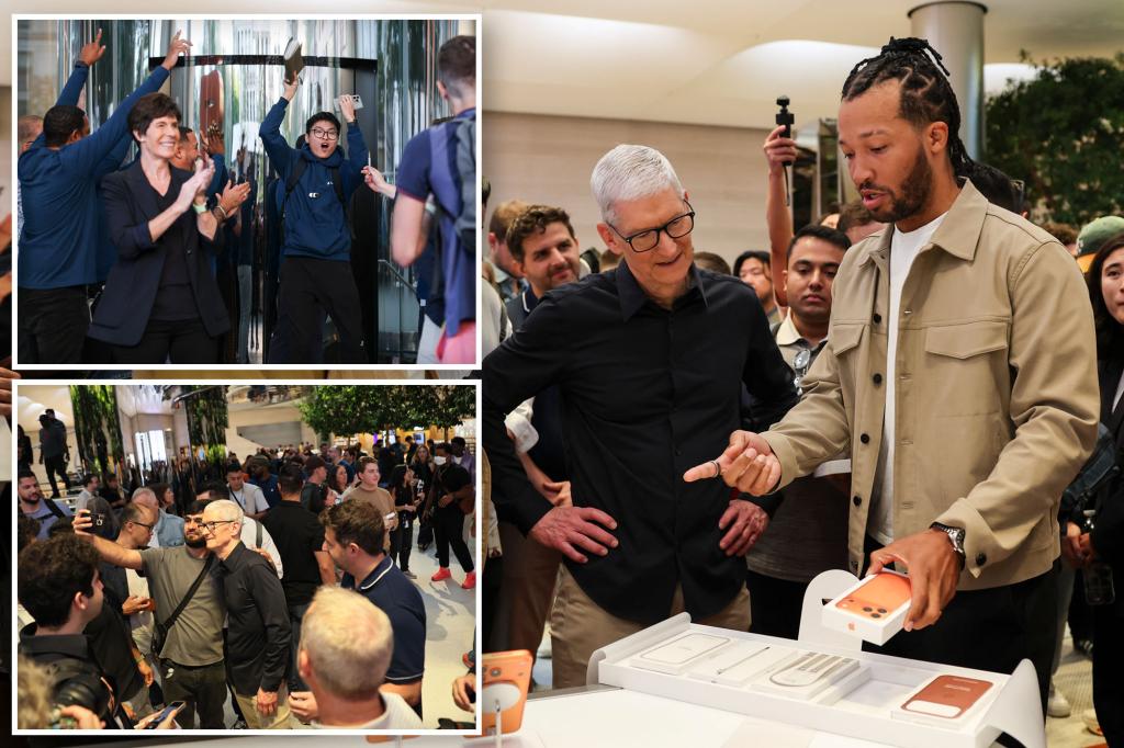 Tim Cook and Jalen Brunson visit NYC Apple store for iPhone 17 launch