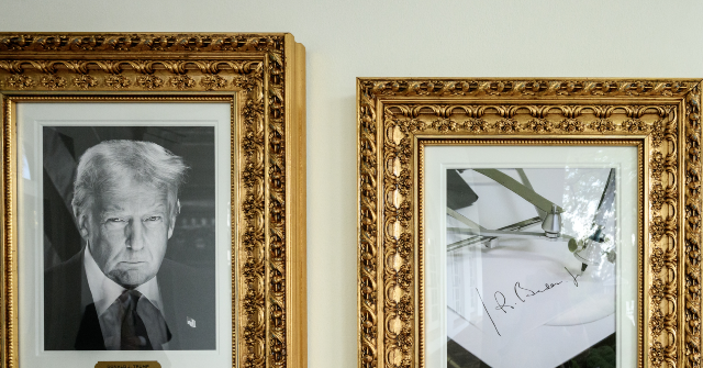 Trump Displays Portraits of Presidents in Rose Garden, Depicting Biden as 'Autopen'