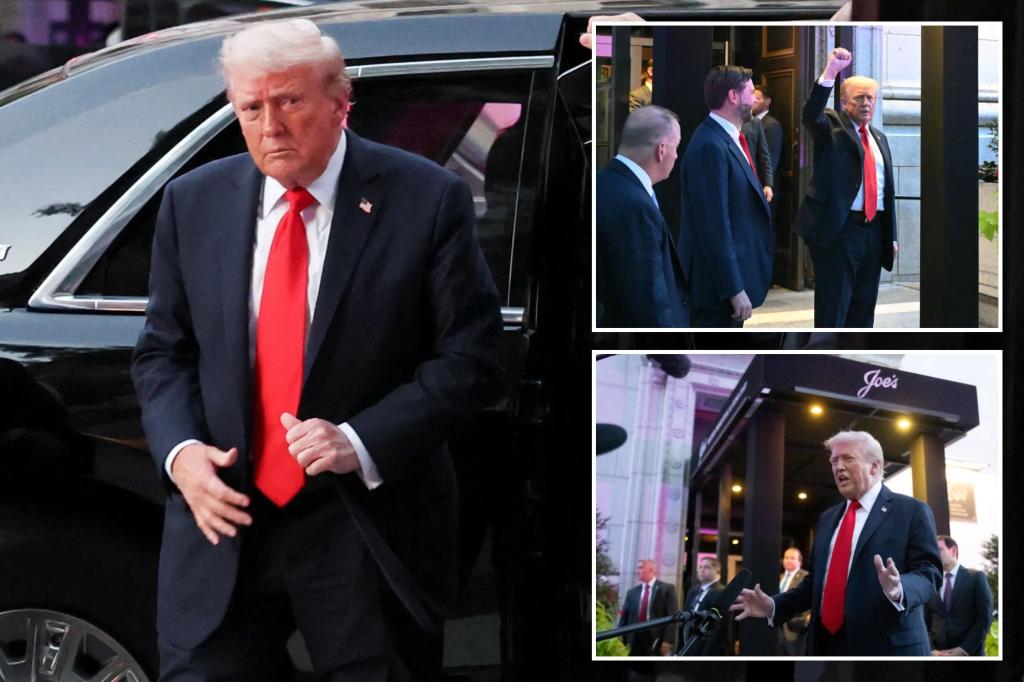 Trump has dinner with Cabinet members to show safety in DC after crime reduction efforts.