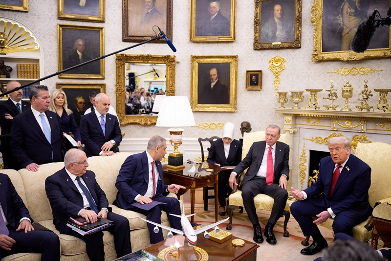 Trump meets with Turkey's President Erdogan, calls on Ankara to halt buying Russian oil.